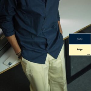 <span class='bg-[#C05F04] rounded p-2 text-white mb-3'> Combo </span> </br> </br>1 Shirt- Navy Blue </br> 1 Pant- Beige