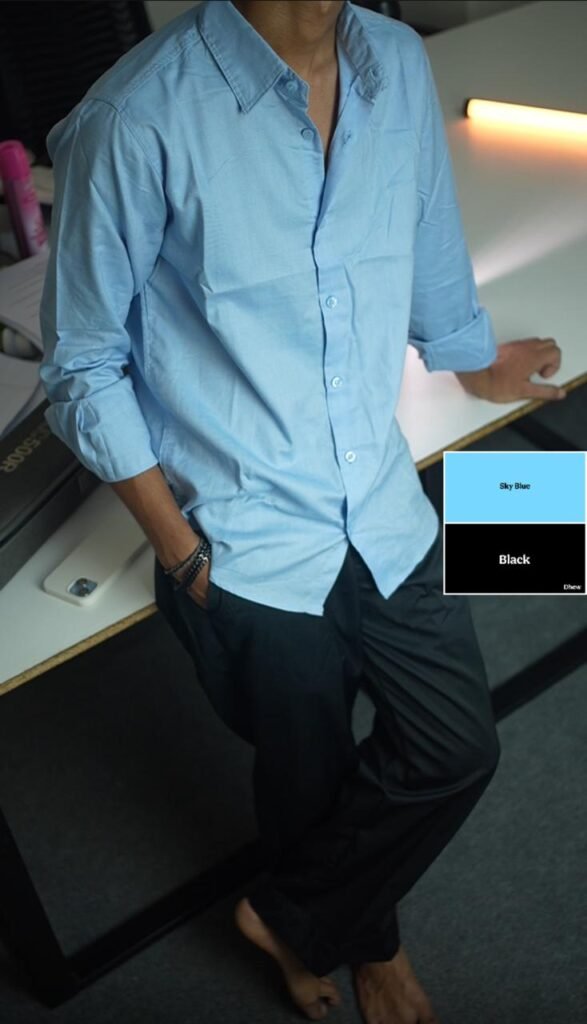 <span class='bg-[#C05F04] rounded p-2 text-white mb-3'> Combo </span> </br> </br>1 Shirt- Sky Blue </br> 1 Pant-Black)