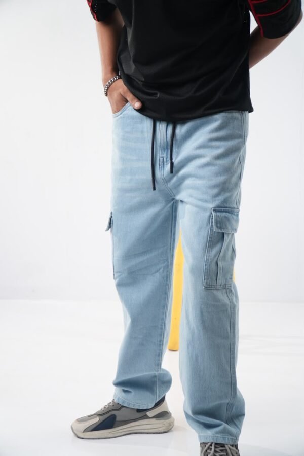 Sky Blue -Ash Denim Baggy Jeans Pant -6 pocket
